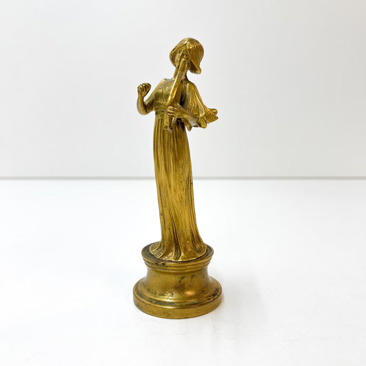 Frau mit Lyra auf Sockel, Bronze, Jugendstil