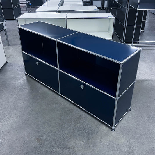 USM Regal, Stahlblau mit 2 Klapptüren, Q1