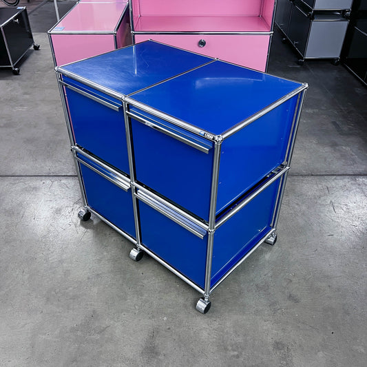 USM Korpusmöbel auf Rollen, Enzianblau, 4 x A4 Schubladen, Q3