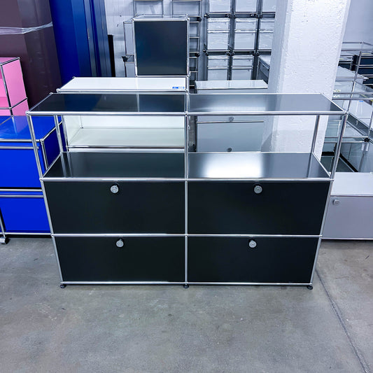 USM Regal, Graphitschwarz, 4 Klapptüren, Q1