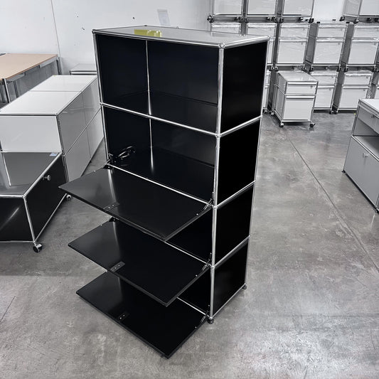 USM Regal, Graphitschwarz, 3 Klapptüren, Q1