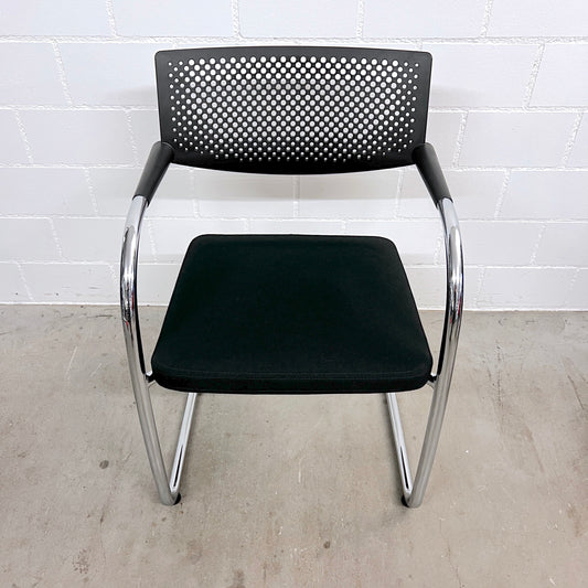 Vitra Visavis 2 Freischwinger Stuhl, Schwarz-Chrom
