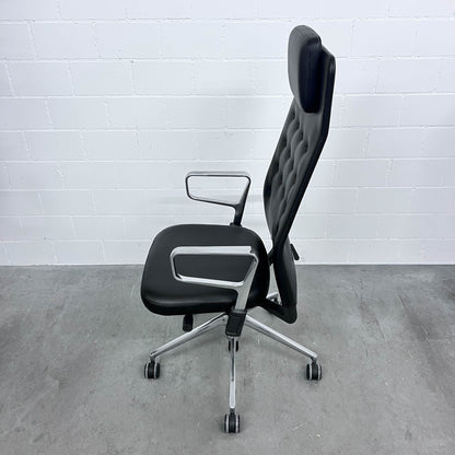 Bürodrehstuhl ID Trim L, Leder Schwarz, Antonio Citterio, Vitra, top Zustand
