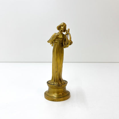 Frau mit Lyra auf Sockel, Bronze, Jugendstil