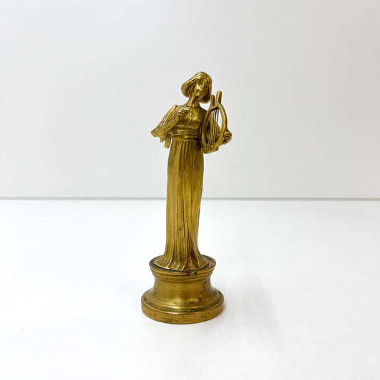 Frau mit Lyra auf Sockel, Bronze, Jugendstil