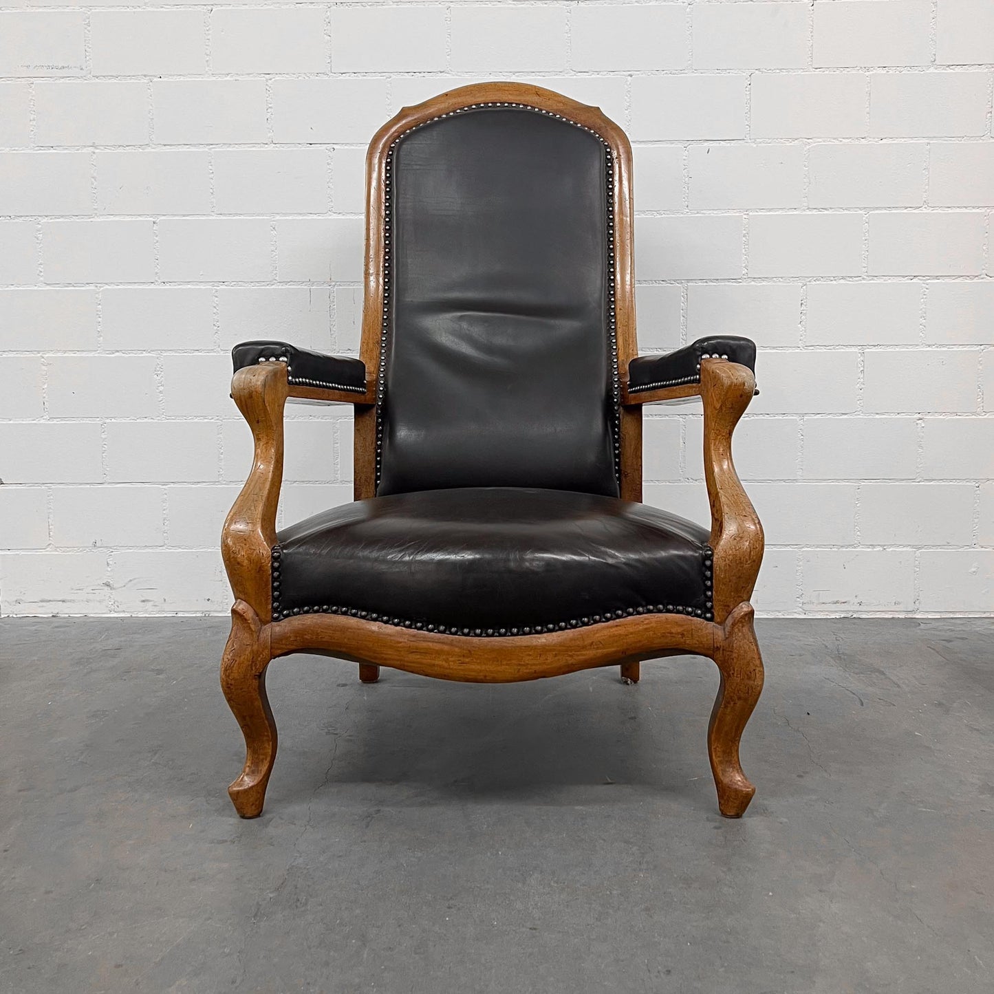 Ledersessel, Braun, Holz