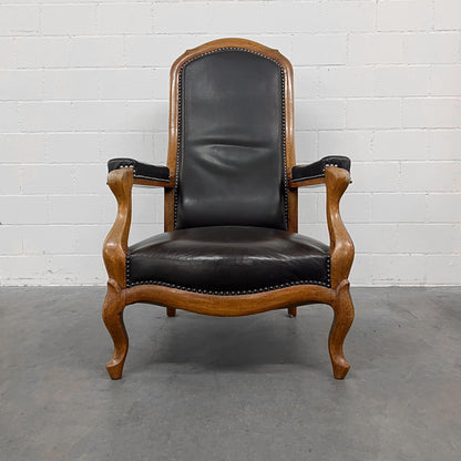 Ledersessel, Braun, Holz