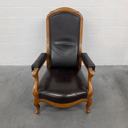 Ledersessel, Braun, Holz