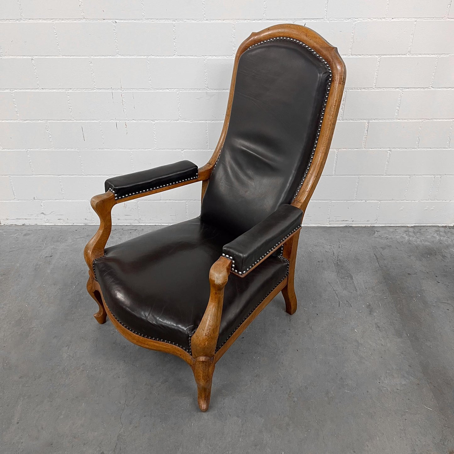 Ledersessel, Braun, Holz