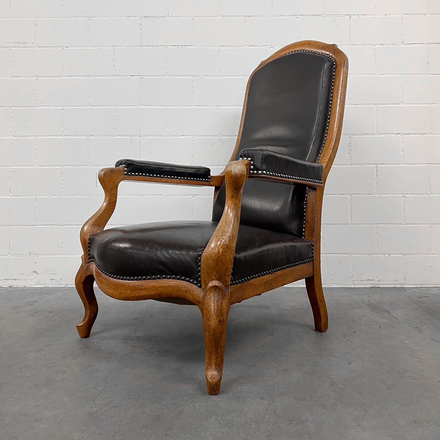 Ledersessel, Braun, Holz