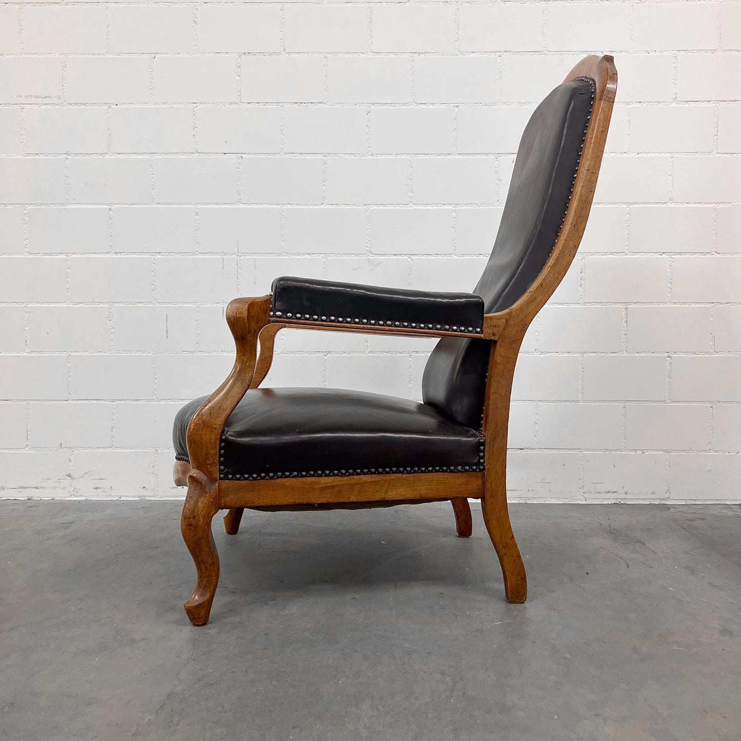 Ledersessel, Braun, Holz