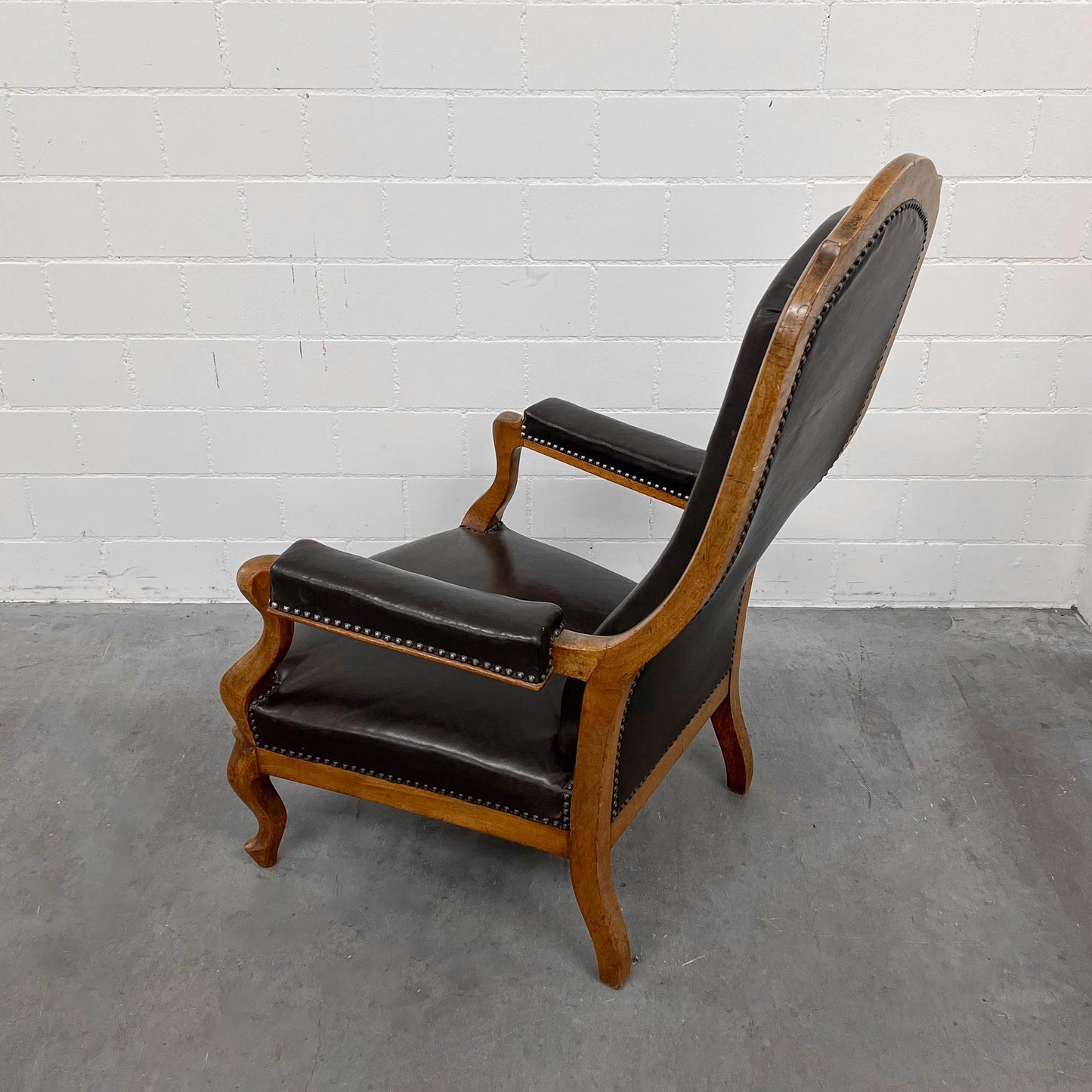 Ledersessel, Braun, Holz