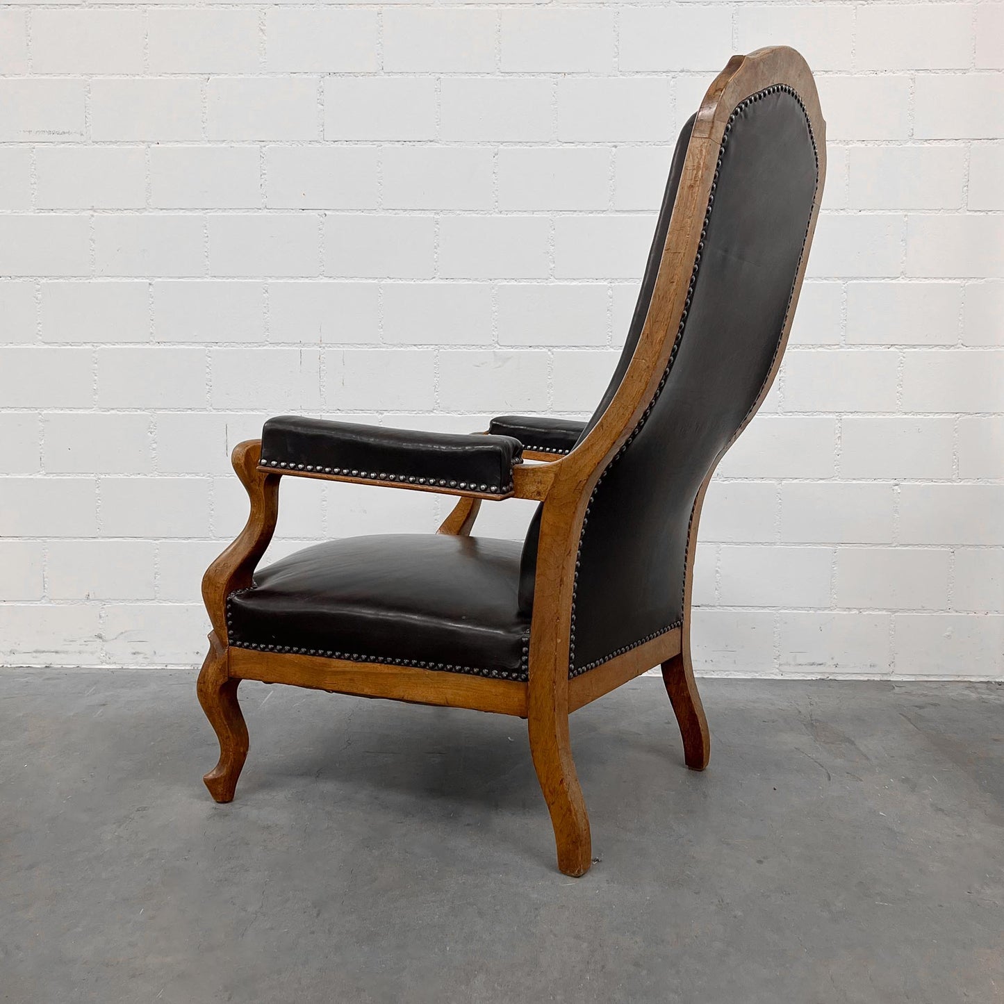 Ledersessel, Braun, Holz