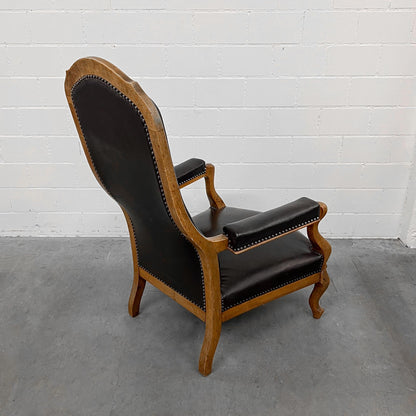 Ledersessel, Braun, Holz