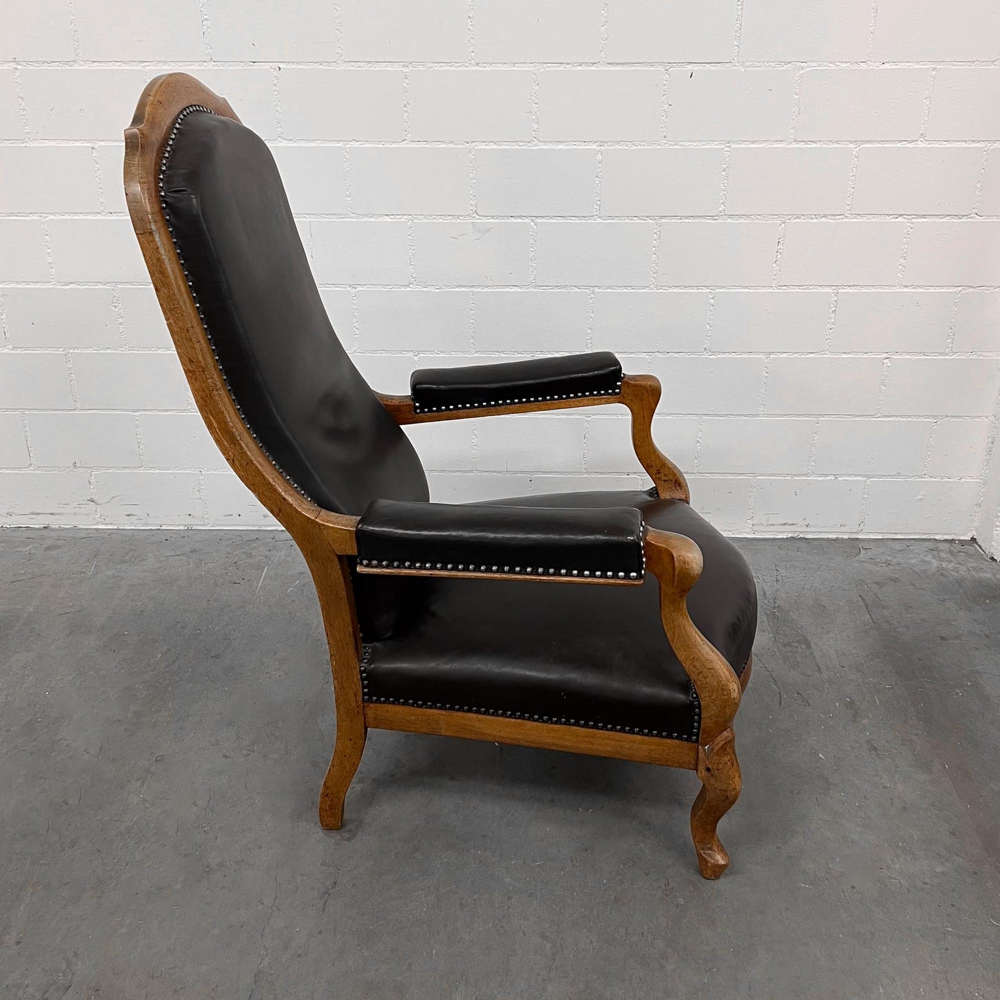 Ledersessel, Braun, Holz