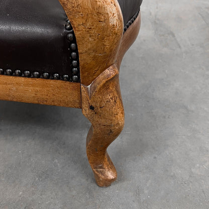 Ledersessel, Braun, Holz