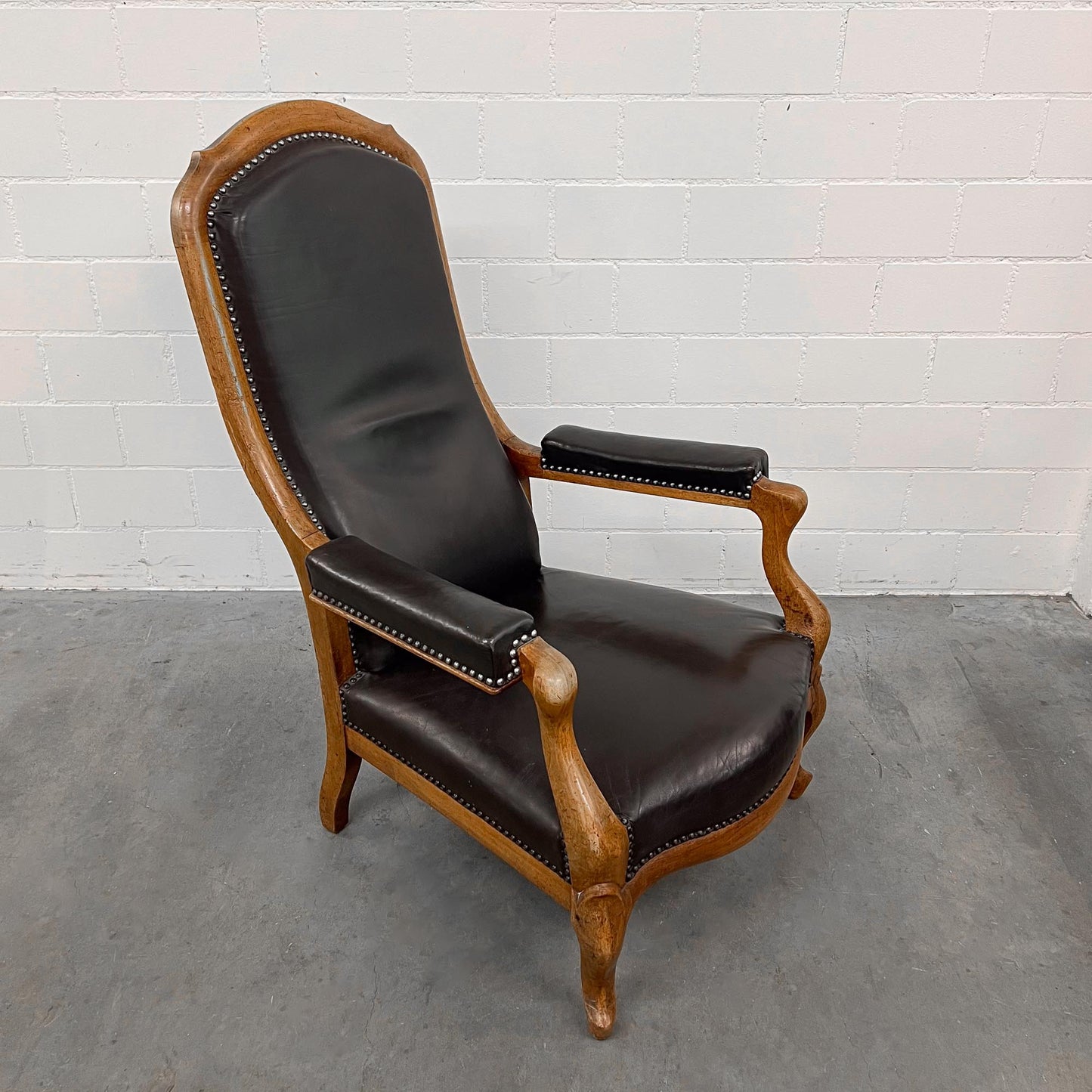 Ledersessel, Braun, Holz