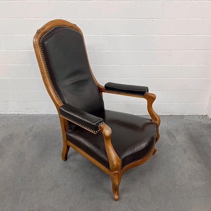 Ledersessel, Braun, Holz