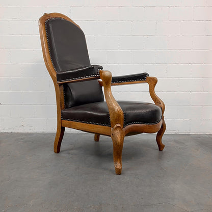 Ledersessel, Braun, Holz