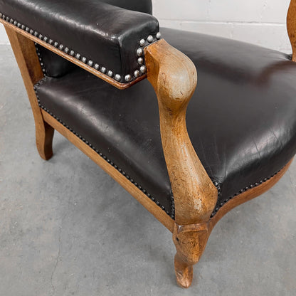 Ledersessel, Braun, Holz