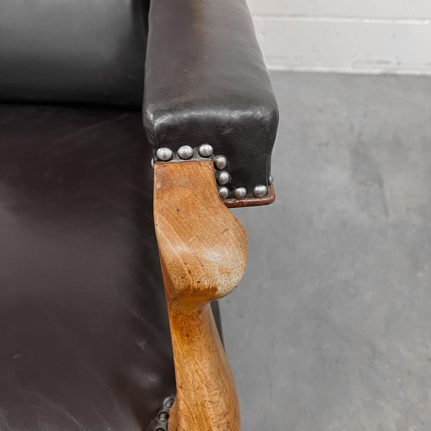 Ledersessel, Braun, Holz