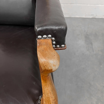 Ledersessel, Braun, Holz