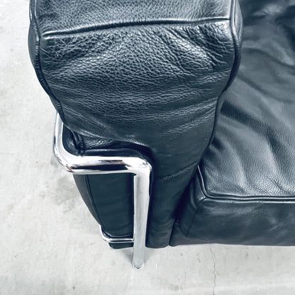 Sofa Le Corbusier LC2, 2-Plätzer, Leder-schwarz