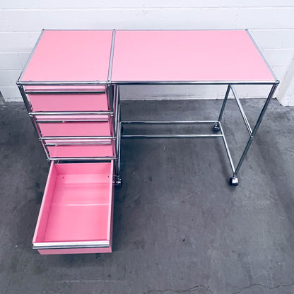 USM Home-Office-Pult, rosa, 4 A6 Schubladen, neuwertig