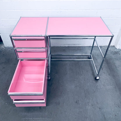 USM Home-Office-Pult, rosa, 4 A6 Schubladen, neuwertig
