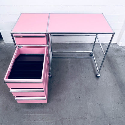 USM Home-Office-Pult, rosa, 4 A6 Schubladen, neuwertig
