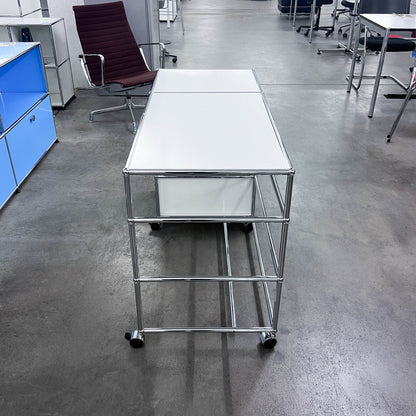 USM Home-Office-Pult, Reinweiss, 2 A5, 1 A6 Schubladen, Q1