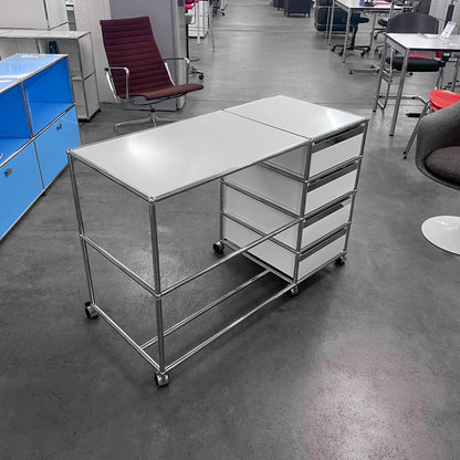 USM Home-Office-Pult, Reinweiss, 4 A6 Schubladen, Q1