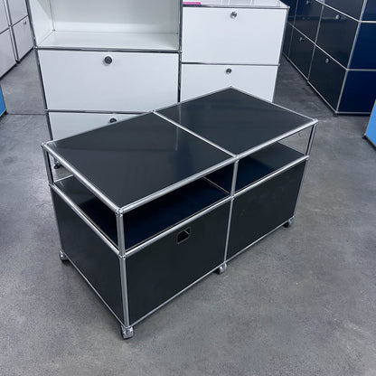 USM Lowboard auf Rollen, Graphitschwarz, Q3