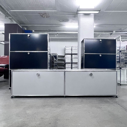 USM Lowboard, Silber, 2 Klapptüren, neuwertig