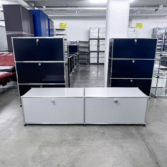 USM Lowboard, Silber, 2 Klapptüren, neuwertig