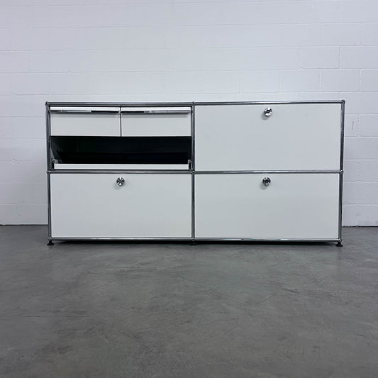 USM Organisationsmöbel, Reinweiss,  Ausziehtüre, Ausziehtablar, Klapptüre, A6 Schublade, Q2