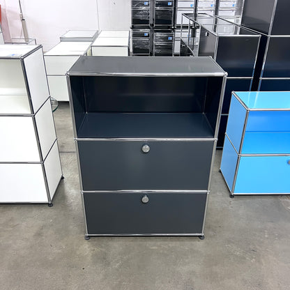 USM Regal, Anthrazitgrau, 1 Ausziehtüre, 1 Klapptüre, Q2