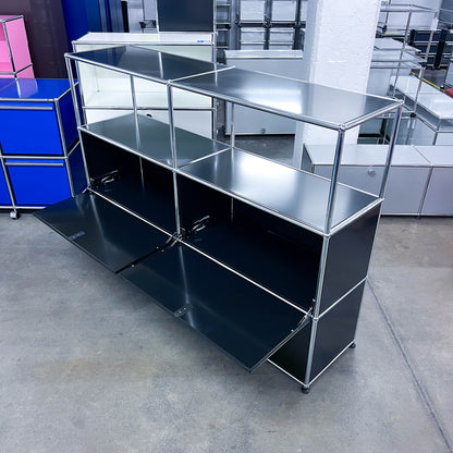 USM Regal, Graphitschwarz, 4 Klapptüren, Q1