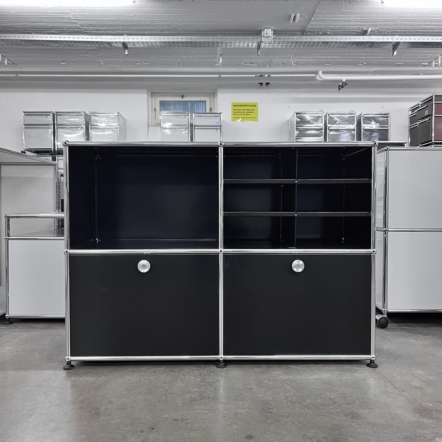 USM Regal mit Postfächer, Graphitschwarz, Q1