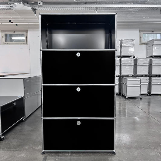 USM Regal, Graphitschwarz, 3 Klapptüren, Q1