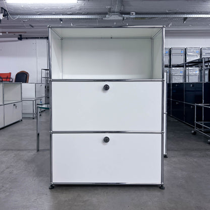 USM Regal, Reinweiss mit Klapptüre und Ausziehtüre, Q1