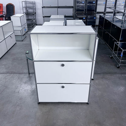 USM Regal, Reinweiss mit Klapptüre und Ausziehtüre, Q1