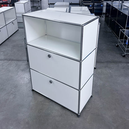 USM Regal, Reinweiss mit Klapptüre und Ausziehtüre, Q1