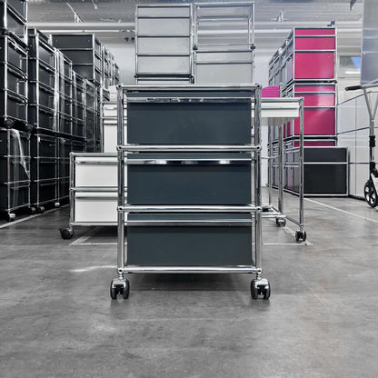 USM Rollkorpus, Anthrazitgrau, 3 A6 Schubladen