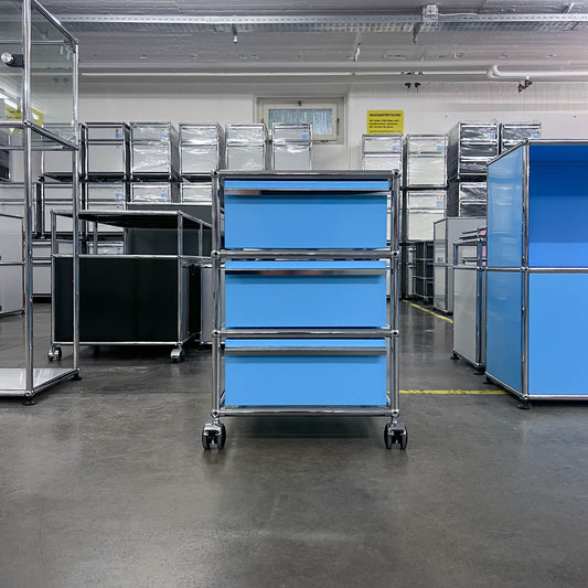 USM Rollkorpus, Hellblau, 3 A6 Schubladen, neuwertig