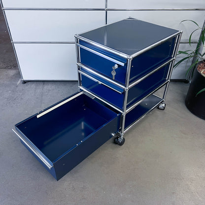 USM Rollkorpus, Stahlblau, 3 A6 Schubladen, Q1