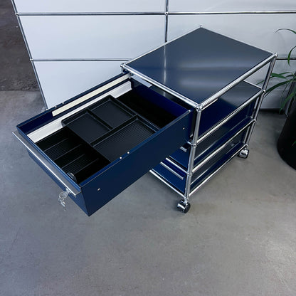 USM Rollkorpus, Stahlblau, 3 A6 Schubladen, Q1
