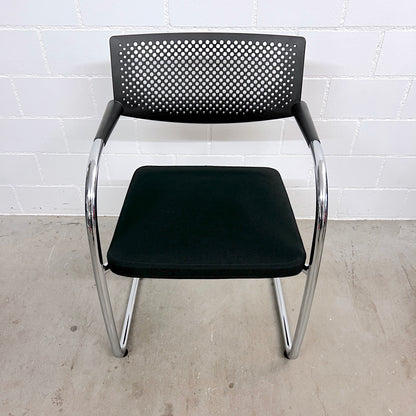 Vitra Visavis 2 Freischwinger Stuhl, Schwarz-Chrom