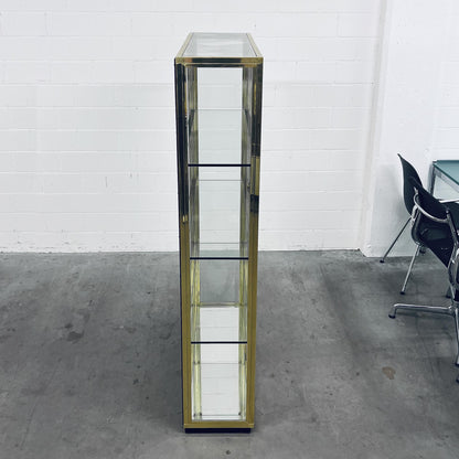 Glasvitrine aus Messing mit Spiegel