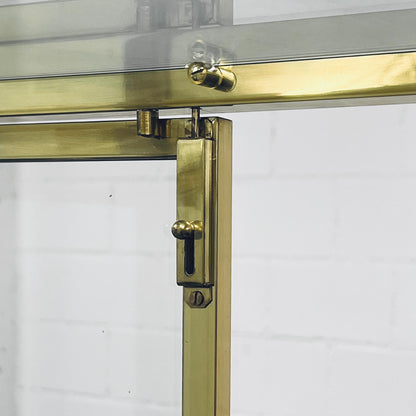 Glasvitrine aus Messing mit Spiegel